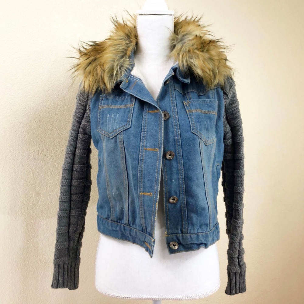 Blue Jean Jacket w/Detachable Fur Lining